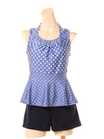 【NATURAL BEAUTY】サテンドット４点セット/ブラック