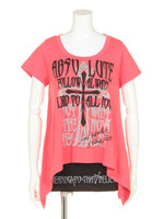 クロス柄オパールT＆キャミセット/レッド