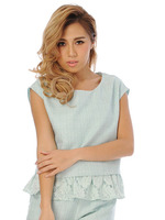 ツイード×レーストップス/BLUE