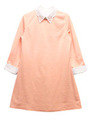 ヒートカットデザインカラー付け衿ワンピース/ピンク