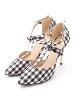 リボン付ゴールドヒール/チェック