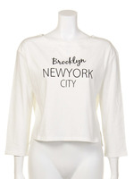 Ｂｒｏｏｋｌｙｎ刺繍NYPtショート丈Ｔシャツ/ブラック