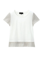 [L]シャイニー切り替えカットソー/グレー系(503)