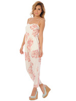 ビッグフラワープリントオールインワン/BLUE