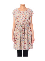 フラワープリントブラウジングワンピース/ベージュ系(153)