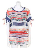 ボーダー柄チュニック付きビキニ/グリーン