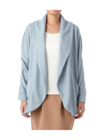 ボリューム衿裏毛カーディガン/ブルー系(090)