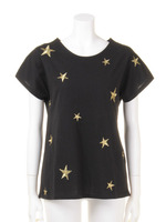 星ラメ刺繍T/黒