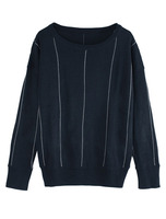 ストライプニットトップス/ネイビー