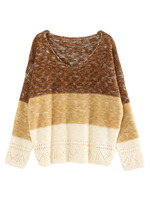 トリコロールスラブニット/モカ