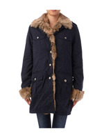 ラビットファーつきミリタリー調コート/カーキ(027)