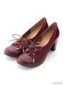 レースアップパンプス/ワイン