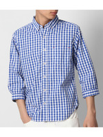 碇柄ギンガムチェックシャツ/ブルー(092)