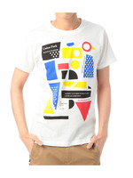 配色パターンTシャツ/ホワイト(002)