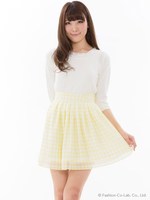 ふんわりギンガムスカート/イエロー