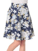 ブーケフレアスカート/アイボリー柄