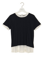 布帛ドッキングTシャツ/NVY