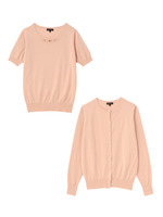 [S]クリアビジューニット+カーディガン/ホワイト(002)