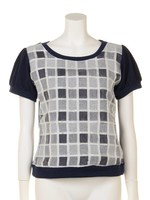 【2ndline】裏毛×オーガンジーレーストップスCL-0571/NVY