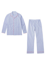 パジャマブロード青チェック上下セット/ライトブルー(291)