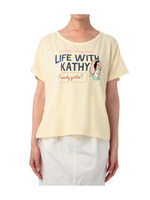 古着風プリントワイドプルオーバー/イエロー系(031)