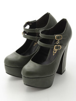 細ストラップパンプス/グリーン