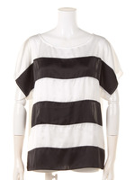 太ボーダー柄プルオーバー/ブラック