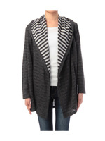 裏ボーダーニットソーフードカーディガン/ベージュ(352)