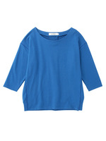 裏毛ドロップショルダー七分袖カットソー/ブルー(092)