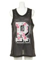 Sunset Wallflower Red Mesh Tank/BLACK