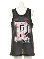 Sunset Wallflower Red Mesh Tank/BLACK