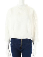 【ECURY】ハイネックボックスレーストップス/ホワイト