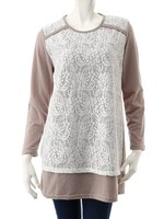 【ECURY】レース切り替えチュニック/ネイビー