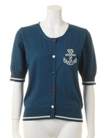 【Fi.n.t】イカリパッチワークアクリルコットン半袖ニットカーディガン/OFFWHITE