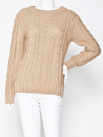 【riana】カシミアタッチケーブルニット/ベージュ