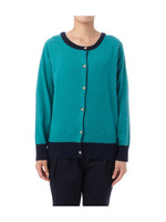 バイカラークルーネックニットカーディガン/ネイビー系(093)