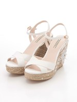フラワーレースジュートウェッジサンダル/BEIGE