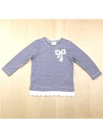 リボンモチーフボーダー長袖Tシャツ/レッド