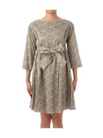 リボン使いリバティプリントワンピース/ブルー系(091)