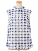 Oレースチェックトップス/ブラック