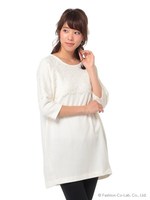 ・レース切替えチュニック/Ivory