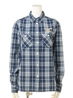 インディゴ チェック シャツ/柄BLU