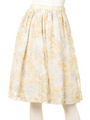 フラワータックボリュームスカート/ライトイエロー