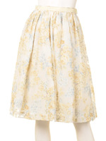 フラワータックボリュームスカート/ライトイエロー