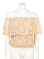 レースティアードオフショルTOPS/ベージュ