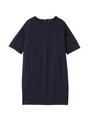 [L]コットン半袖タイトワンピース/ネイビー(093)