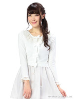 【LIZLISA】カットリボンカーディガン/ホワイト