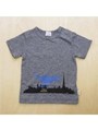 かすれ天竺恐竜プリント半袖Tシャツ/グレー