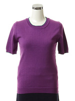 コットンシルク ラインニットプルオーバー/パープル