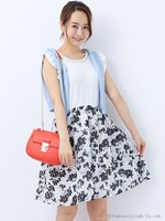 【23日23時59分まで!!】L90モノトーン花柄SKドッキング/OP/オフホワイト/オフホワイト